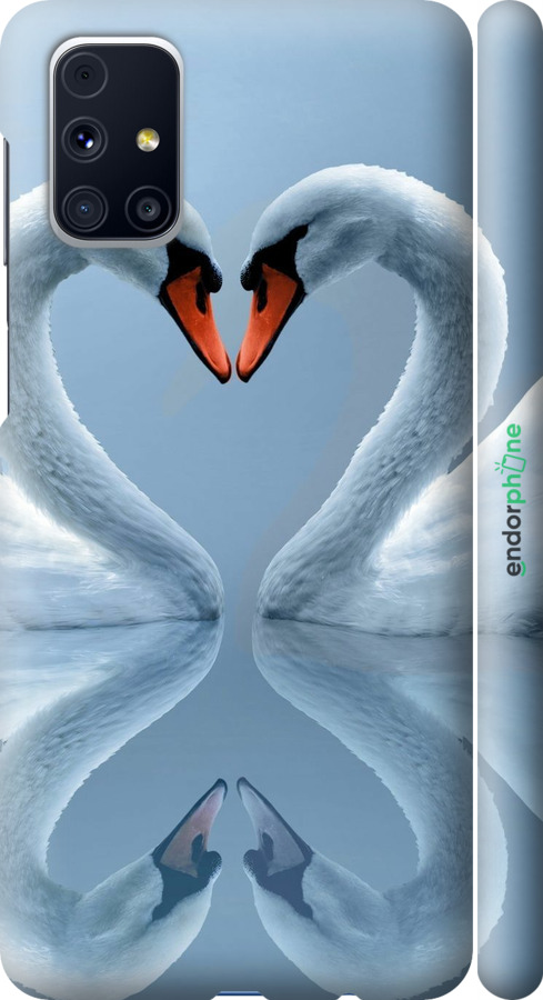 3D пластиковий матовий чехол Лебеді для Samsung Galaxy M31s M317F - 6007m-2055 изображение 