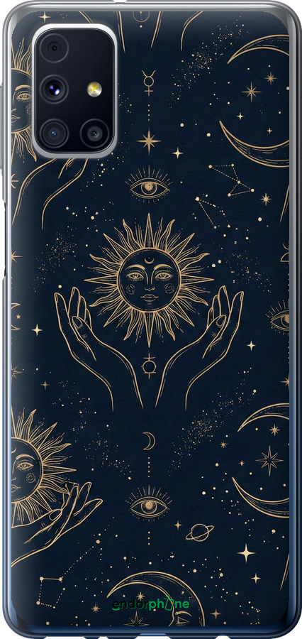 Силиконовый чехол Celestial Harmony: Sun & Moon Gold Mystic Pattern для Samsung Galaxy M31s M317F - 6778u-2055 изображение 