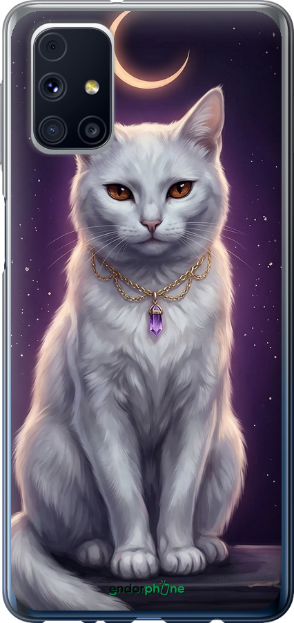 Силиконовый чехол Mystic White Cat Gothic Dark Purple Gold для Samsung Galaxy M31s M317F - 6805u-2055 изображение 