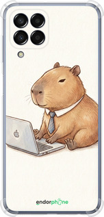 Силіконовий протиударний с посиленими кутами чохол 'Funny Capybara CEO Working' для Samsung Galaxy M33 M336B зображення 1