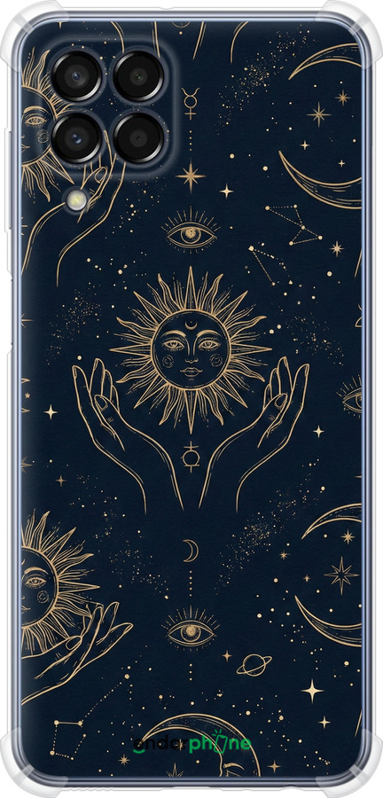 Силіконовий протиударний с посиленими кутами чехол Celestial Harmony: Sun & Moon Gold Mystic Pattern для Samsung Galaxy M33 M336B - 6778sp-2633 изображение 
