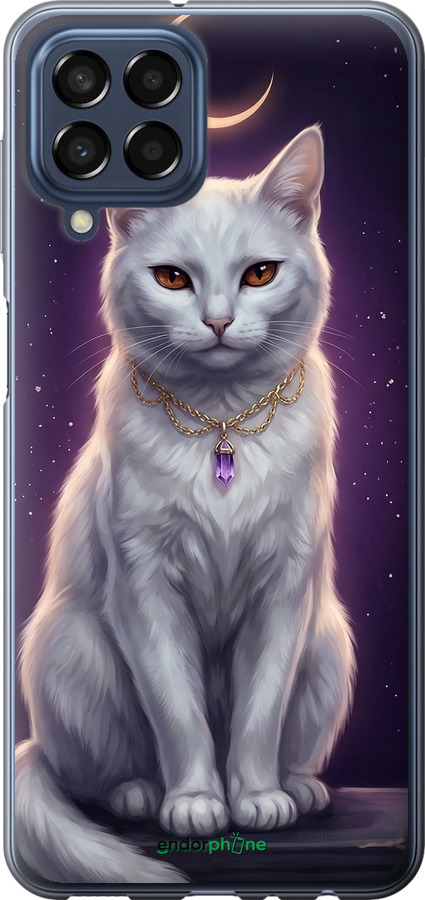 Силиконовый чехол Mystic White Cat Gothic Dark Purple Gold для Samsung Galaxy M33 M336B - 6805u-2633 изображение 