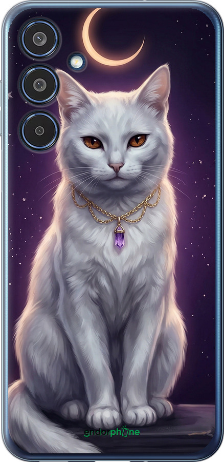 Силиконовый чехол Mystic White Cat Gothic Dark Purple Gold для Samsung Galaxy M35 5G - 6805u-3738 изображение 