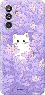 Силиконовый чехол Котик в цветах для Samsung Galaxy M36 - 6390u-4103 изображение 