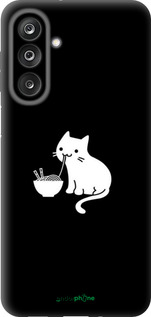 Силиконовый чехол С милым котом на черном фоне для Samsung Galaxy M36 - 6528u-4103 изображение 