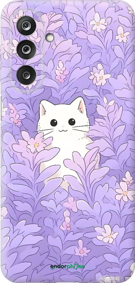 Силиконовый чехол Котик в цветах для Samsung Galaxy M36 - 6390u-4103 изображение 