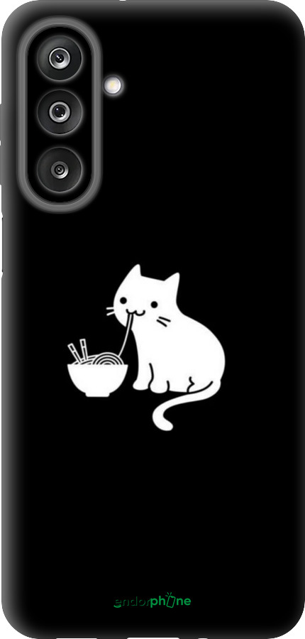 Силиконовый чехол С милым котом на черном фоне для Samsung Galaxy M36 - 6528u-4103 изображение 