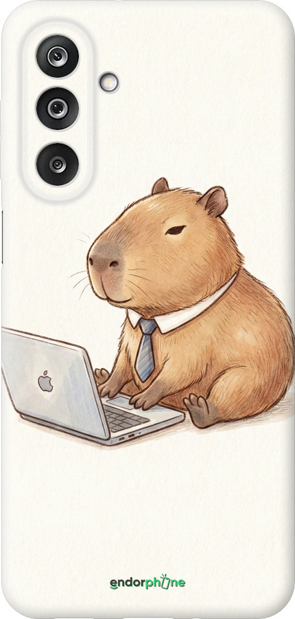 Силиконовый чехол Funny Capybara CEO Working для Samsung Galaxy M36 - 6777u-4103 изображение 