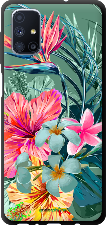 TPU zwart чехол Tropische bloemen v1 для Samsung Galaxy M51 M515F - 4667b-1944 изображение 