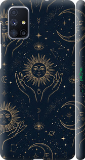 3D пластиковый матовый чехол Celestial Harmony: Sun & Moon Gold Mystic Pattern для Samsung Galaxy M51 M515F - 6778m-1944 изображение 