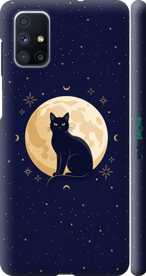 3D пластиковий матовий чехол Cute Cat Celestial/Witchy для Samsung Galaxy M51 M515F - 6787m-1944 изображение 