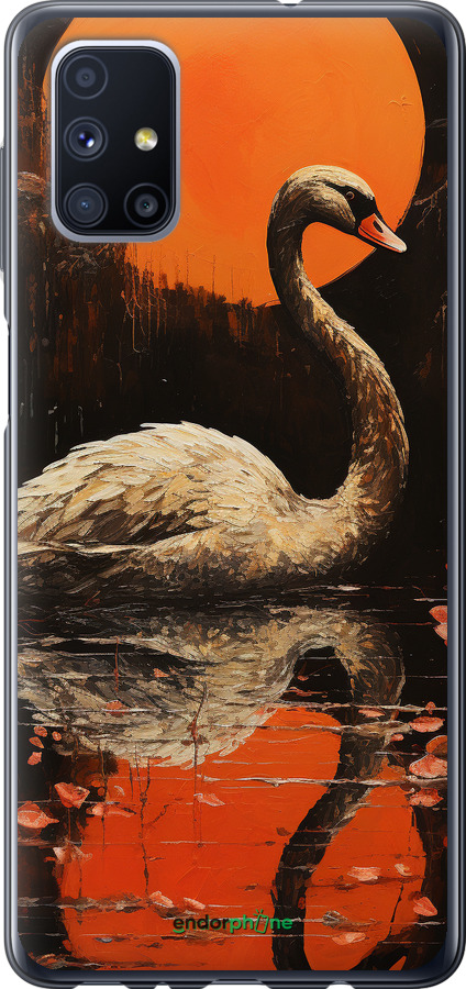 Силиконовый чехол Лебедь для Samsung Galaxy M51 M515F - 5964u-1944 изображение 