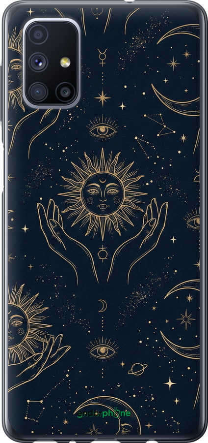 Силиконовый чехол Celestial Harmony: Sun & Moon Gold Mystic Pattern для Samsung Galaxy M51 M515F - 6778u-1944 изображение 