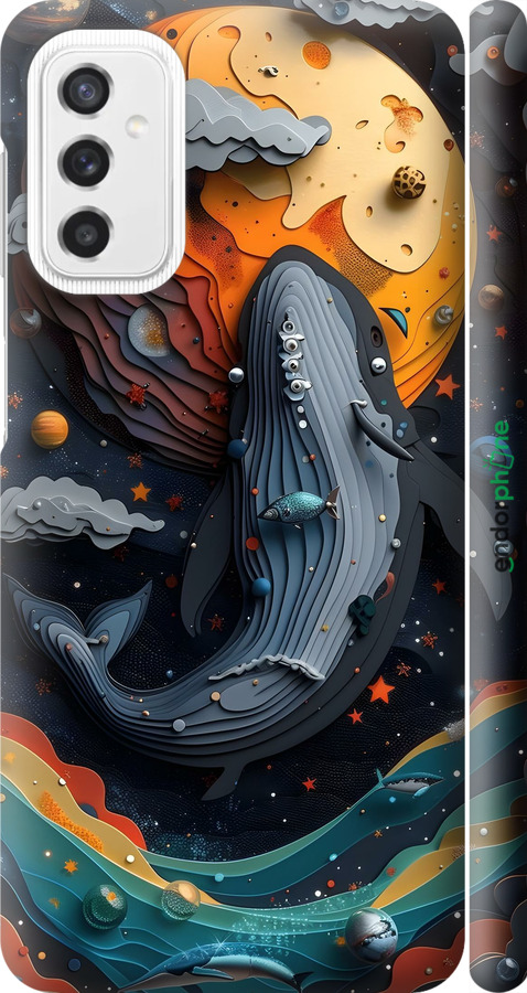 3D пластиковий матовий чехол Кит у космосі для Samsung Galaxy M52 M526B - 6328m-2490 изображение 