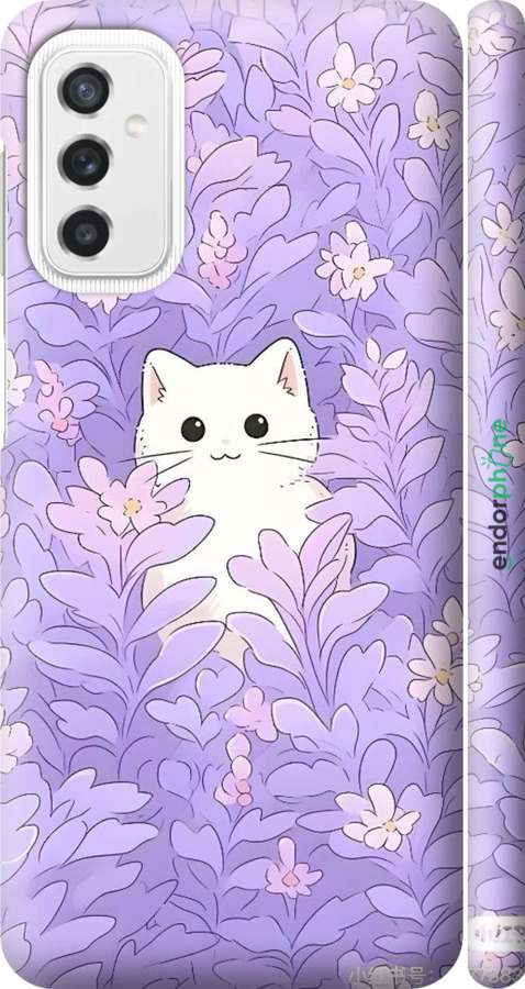 3D пластиковий матовий чехол Котик в цветах для Samsung Galaxy M52 M526B - 6390m-2490 изображение 