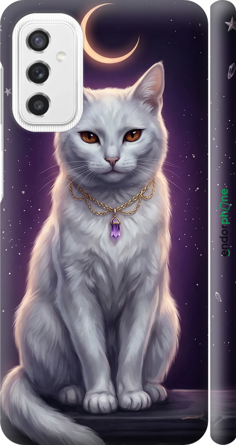 3D пластиковий матовий чехол Mystic White Cat Gothic Dark Purple Gold для Samsung Galaxy M52 M526B - 6805m-2490 изображение 