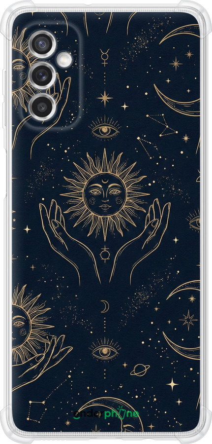 Силіконовий протиударний с посиленими кутами чехол Celestial Harmony: Sun & Moon Gold Mystic Pattern для Samsung Galaxy M52 M526B - 6778sp-2490 изображение 