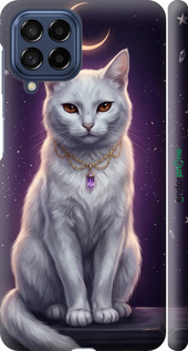 3D пластиковый матовый чехол Mystic White Cat Gothic Dark Purple Gold для Samsung Galaxy M53 M536B - 6805m-2608 изображение 