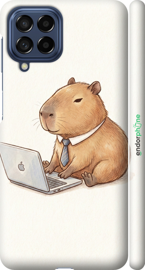 3D пластиковый матовый чехол Funny Capybara CEO Working для Samsung Galaxy M53 M536B - 6777m-2608 изображение 