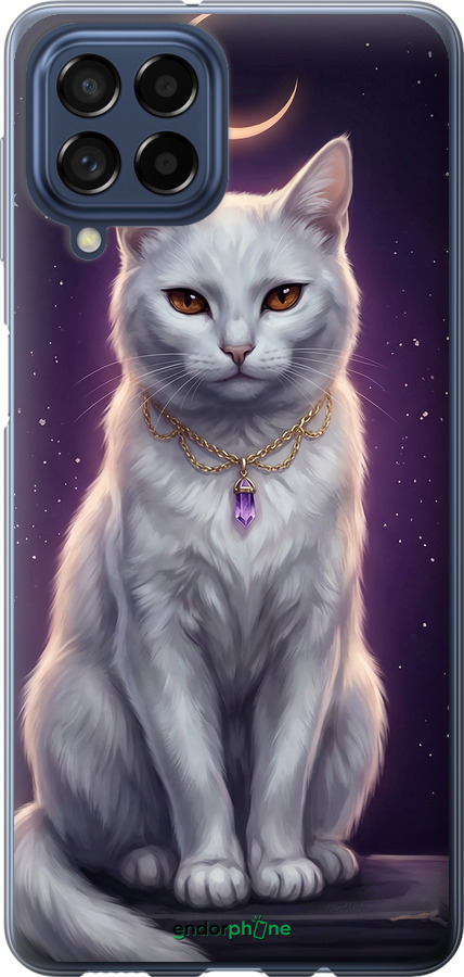 Силіконовий чехол Mystic White Cat Gothic Dark Purple Gold для Samsung Galaxy M53 M536B - 6805u-2608 изображение 