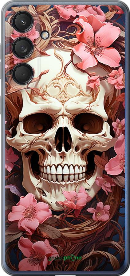 Силиконовый чехол Череп в розовых цветах для Samsung Galaxy M55 - 5965u-3688 изображение 