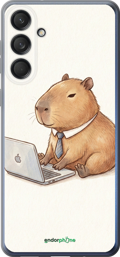 Силиконовый чехол Funny Capybara CEO Working для Samsung Galaxy M55 - 6777u-3688 изображение 
