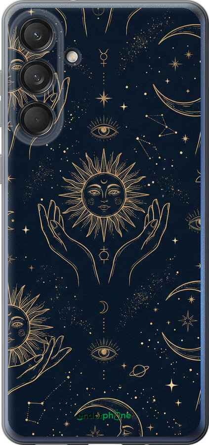 Силиконовый чехол Celestial Harmony: Sun & Moon Gold Mystic Pattern для Samsung Galaxy M55 - 6778u-3688 изображение 