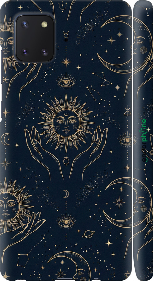 3D пластиковый матовый чехол Celestial Harmony: Sun & Moon Gold Mystic Pattern для Samsung Galaxy Note 10 Lite - 6778m-1872 изображение 
