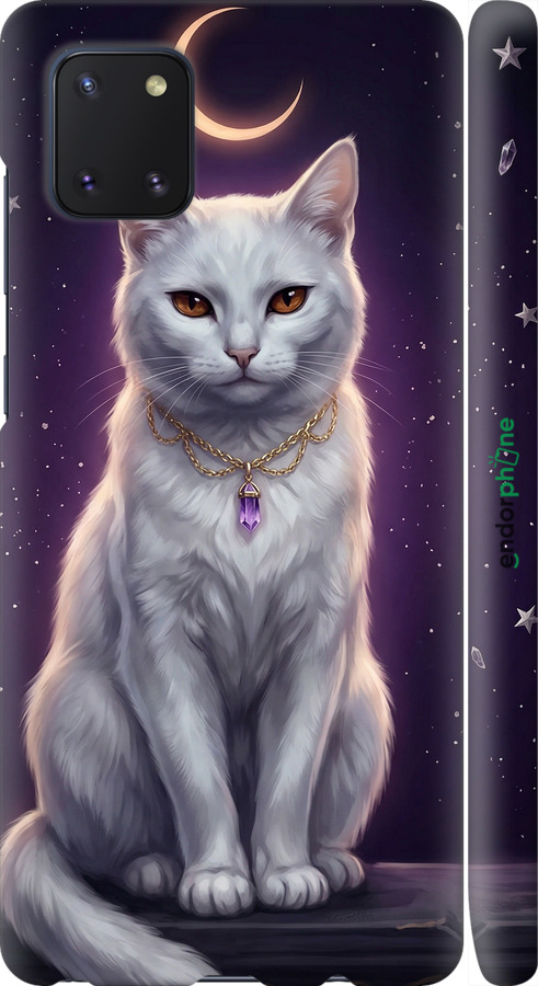 3D пластиковий матовий чехол Mystic White Cat Gothic Dark Purple Gold для Samsung Galaxy Note 10 Lite - 6805m-1872 изображение 