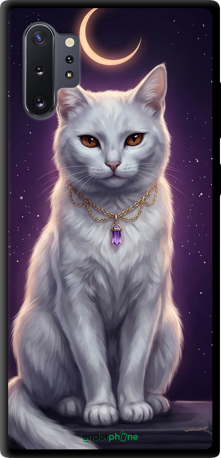TPU чехол Mystic White Cat Gothic Dark Purple Gold для Samsung Galaxy Note 10 Plus - 6805b-1756 изображение 