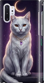 3D пластиковый матовый чехол Mystic White Cat Gothic Dark Purple Gold для Samsung Galaxy Note 10 Plus - 6805m-1756 изображение 