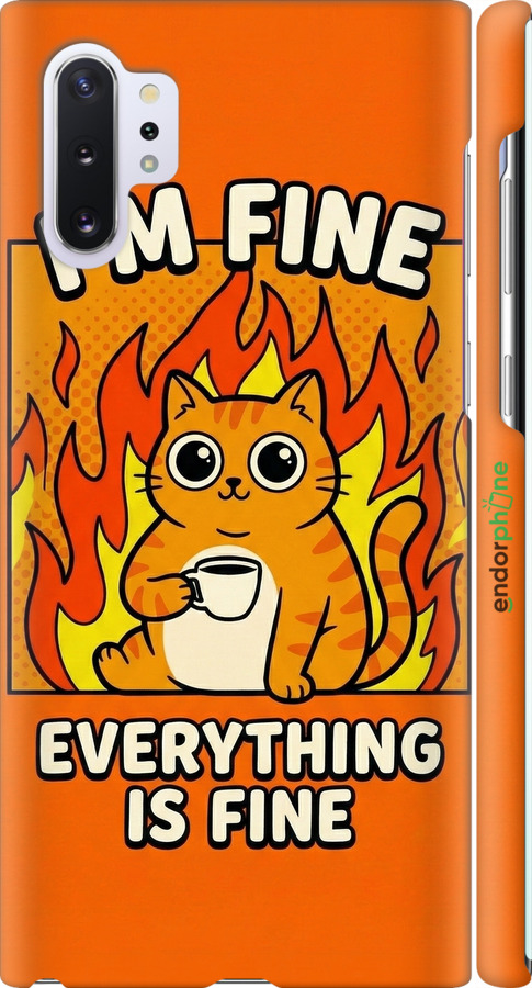 3D пластиковый матовый чехол Funny Cat для Samsung Galaxy Note 10 Plus - 6786m-1756 изображение 