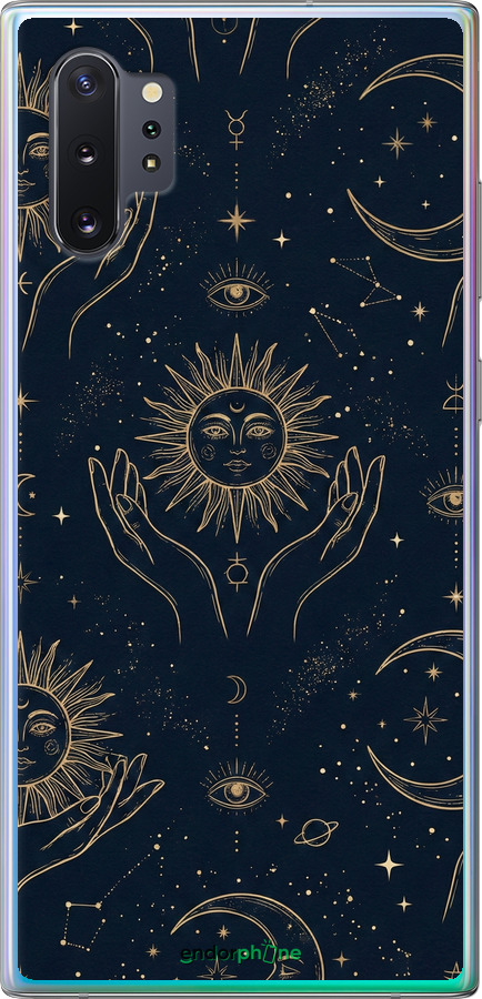 Силиконовый чехол Celestial Harmony: Sun & Moon Gold Mystic Pattern для Samsung Galaxy Note 10 Plus - 6778u-1756 изображение 