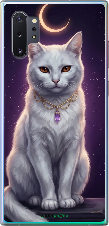 Силіконовий чехол Mystic White Cat Gothic Dark Purple Gold для Samsung Galaxy Note 10 Plus - 6805u-1756 изображение 