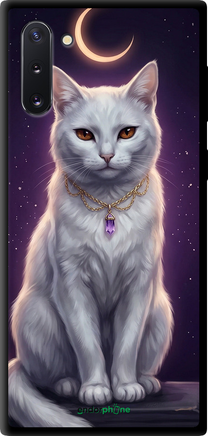 TPU чехол Mystic White Cat Gothic Dark Purple Gold для Samsung Galaxy Note 10 - 6805b-1718 изображение 