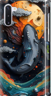 3D пластиковий матовий чехол Кит у космосі для Samsung Galaxy Note 10 - 6328m-1718 изображение 