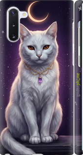 3D пластиковий матовий чехол Mystic White Cat Gothic Dark Purple Gold для Samsung Galaxy Note 10 - 6805m-1718 изображение 
