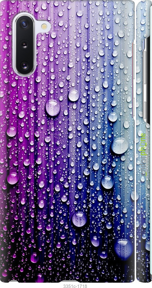 

3D пластиковий матовий чохол "Краплини води" для Samsung Galaxy Note 10, Синій