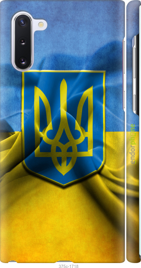 

3D пластиковий матовий чохол "Прапор та герб України" для Samsung Galaxy Note 10, Блакитний