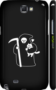 3D пластиковый матовый чехол Минималистичный арт: смерть и кошка для Samsung Galaxy Note 2 N7100 - 6529m-17 изображение 