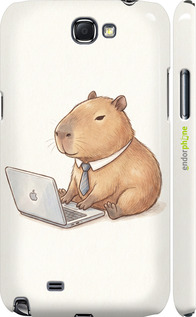 3D пластиковый матовый чехол 'Funny Capybara CEO Working' для Samsung Galaxy Note 2 N7100 изображение 1
