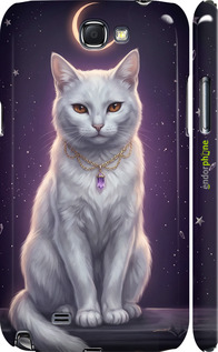 3D пластиковий матовий чехол Mystic White Cat Gothic Dark Purple Gold для Samsung Galaxy Note 2 N7100 - 6805m-17 изображение 