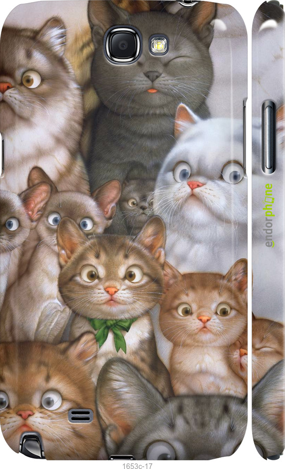 

3D пластиковий матовий чохол "Коти" для Samsung Galaxy Note 2 N7100