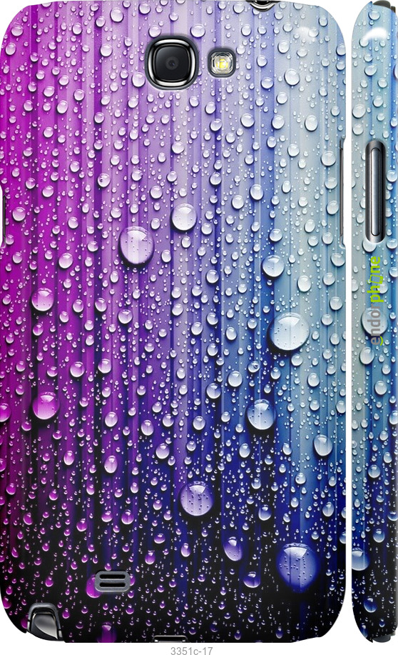 

3D пластиковий матовий чохол "Краплини води" для Samsung Galaxy Note 2 N7100, Синій
