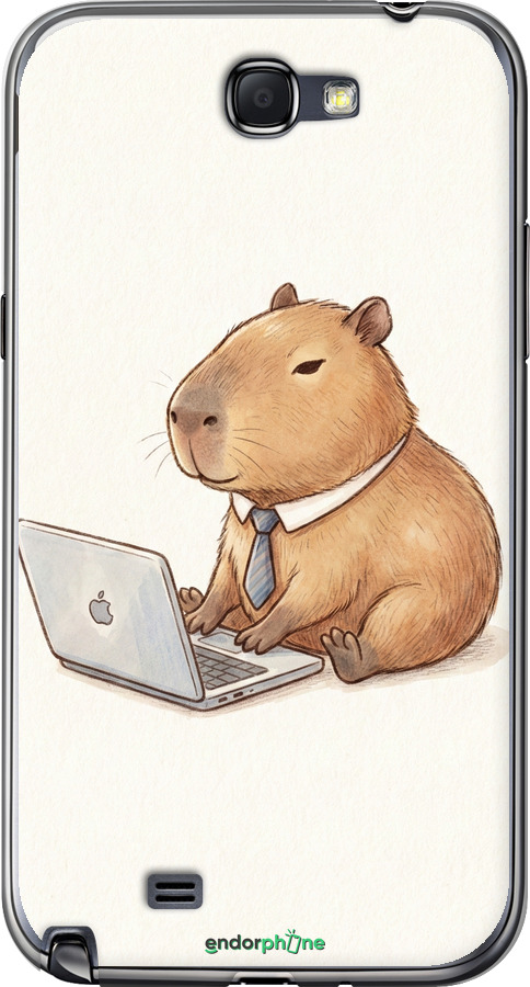 2D пластиковый чехол Funny Capybara CEO Working для Samsung Galaxy Note 2 N7100 - 6777t-17 изображение 