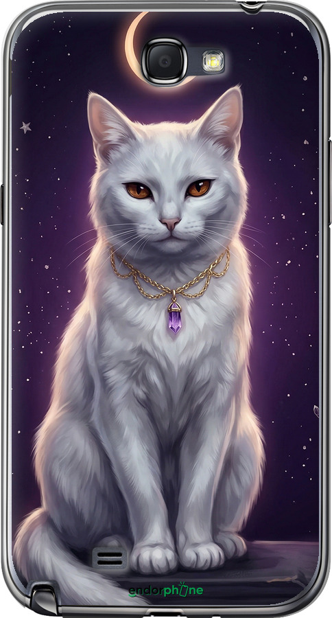 2D пластиковый чехол Mystic White Cat Gothic Dark Purple Gold для Samsung Galaxy Note 2 N7100 - 6805t-17 изображение 