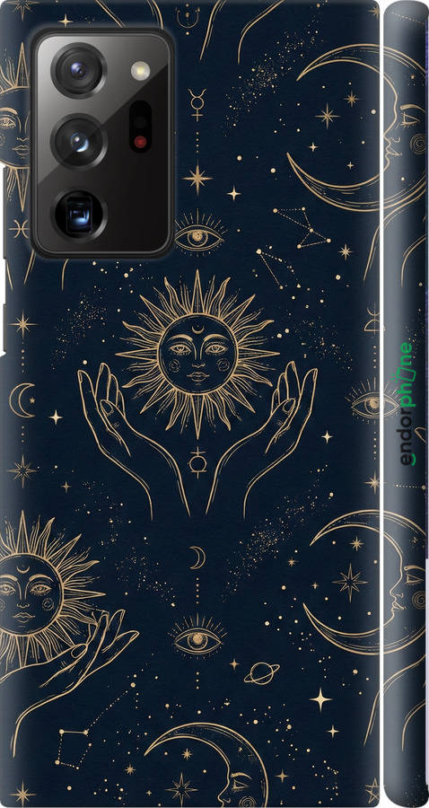 3D пластиковый матовый чехол Celestial Harmony: Sun & Moon Gold Mystic Pattern для Samsung Galaxy Note 20 Ultra - 6778m-2051 изображение 