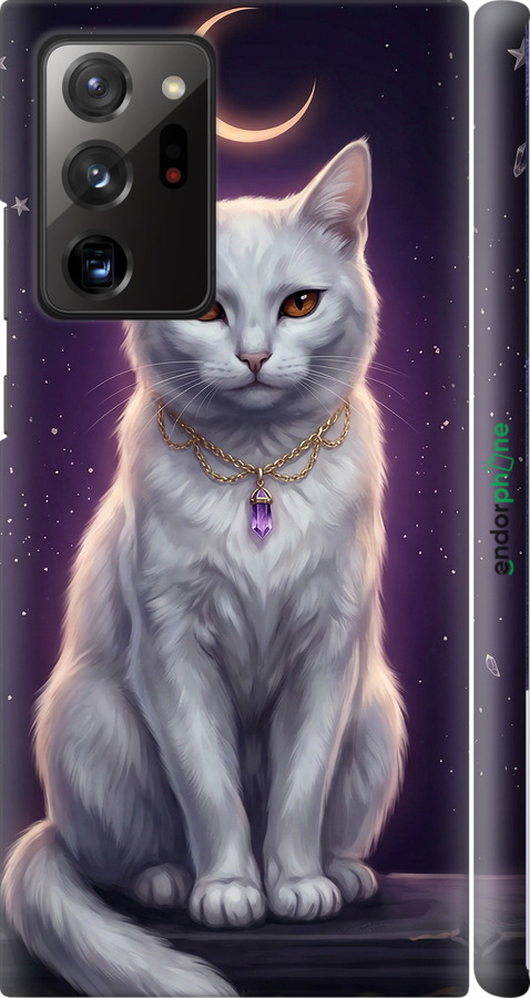 3D пластиковый матовый чехол Mystic White Cat Gothic Dark Purple Gold для Samsung Galaxy Note 20 Ultra - 6805m-2051 изображение 
