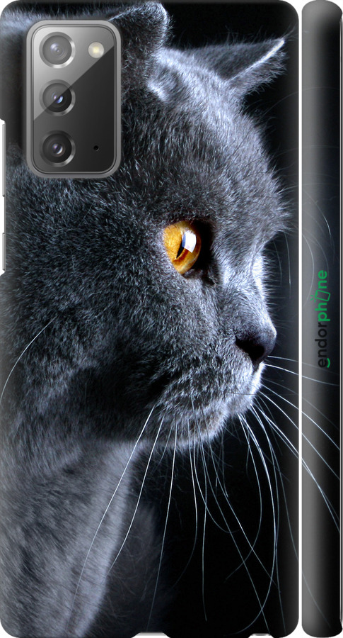 

3D пластиковий матовий чохол "Гарний кіт" для Samsung Galaxy Note 20, Чорний