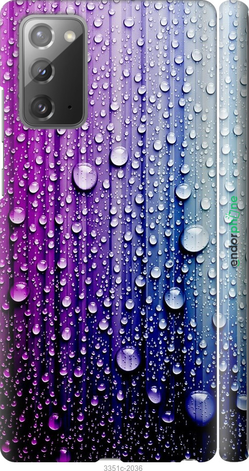 

3D пластиковий матовий чохол "Краплини води" для Samsung Galaxy Note 20, Синій